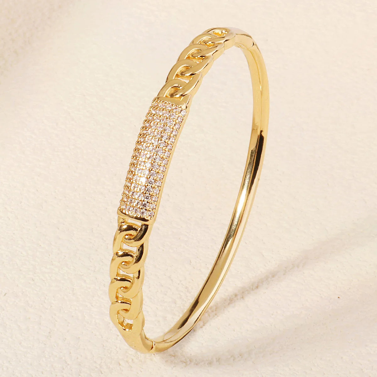 Kupfer mit Zirkonium Öffnung weiblich einfach trendiges Armband Damen Edelstahl Schmuck Luxus