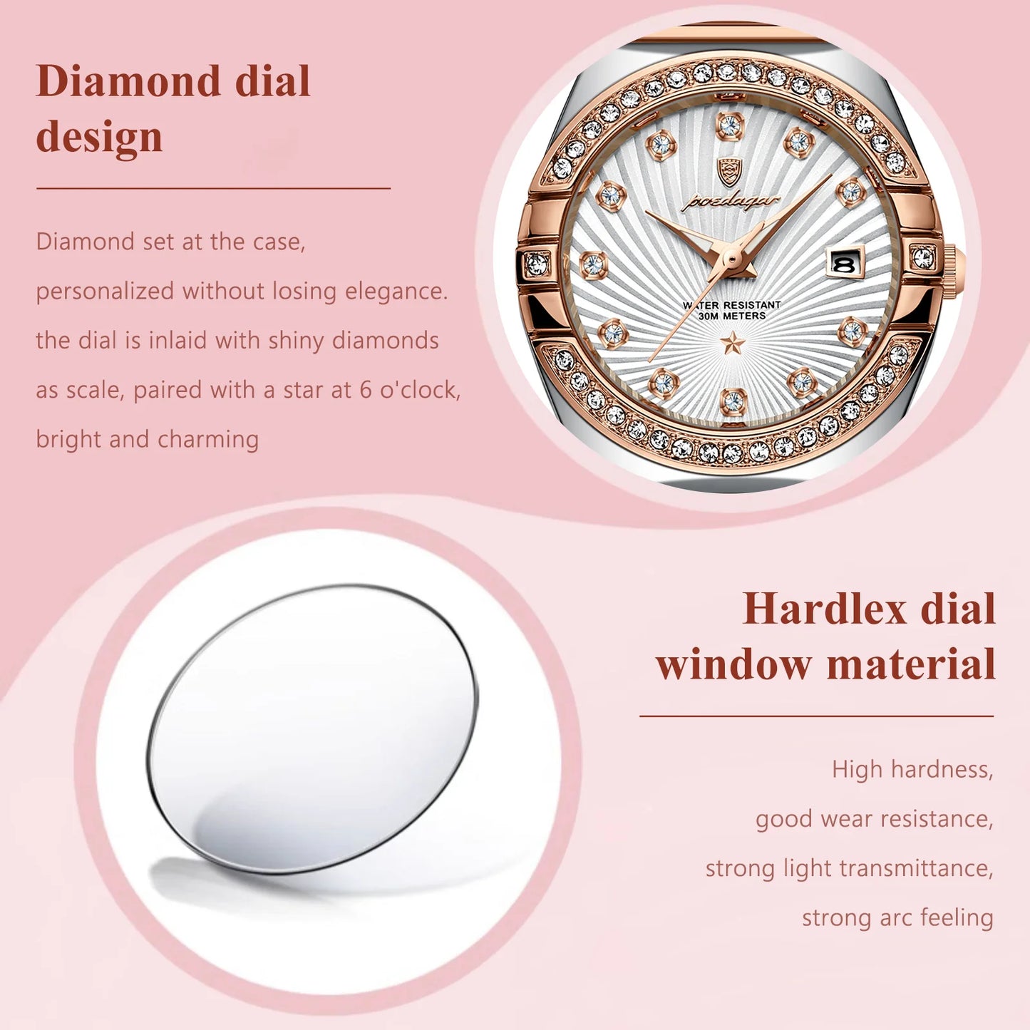 POEDAGAR Luxus Damenuhr Wasserdicht Leuchtdatum Edelstahl Damen Quarz Armbanduhr Elegante Schlichte Uhren Für Frauen