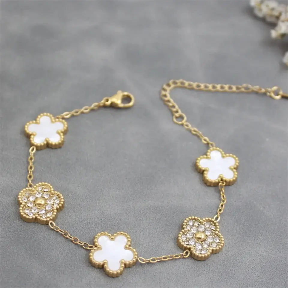 18k Gold Plated Flower Bracelet