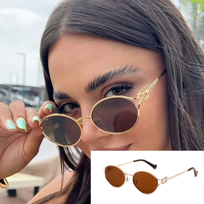 Fashion Small Sunglasses Brand Designer Metal Woman Prescription Optical Frame Eyeglasses UV Protection Man Shades Oculos De Sol