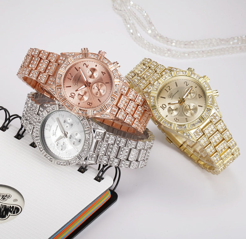 Crystal Quartz Analog Wrist Watch Fashion Stainless Steel