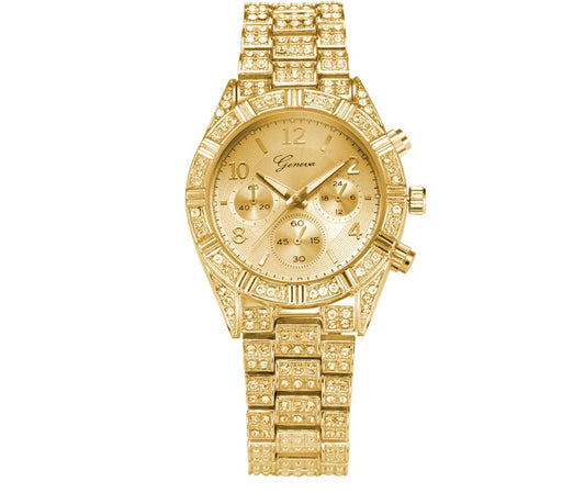 Crystal Quartz Analog Wrist Watch Fashion Stainless Steel