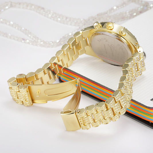 Crystal Quartz Analog Wrist Watch Fashion Stainless Steel