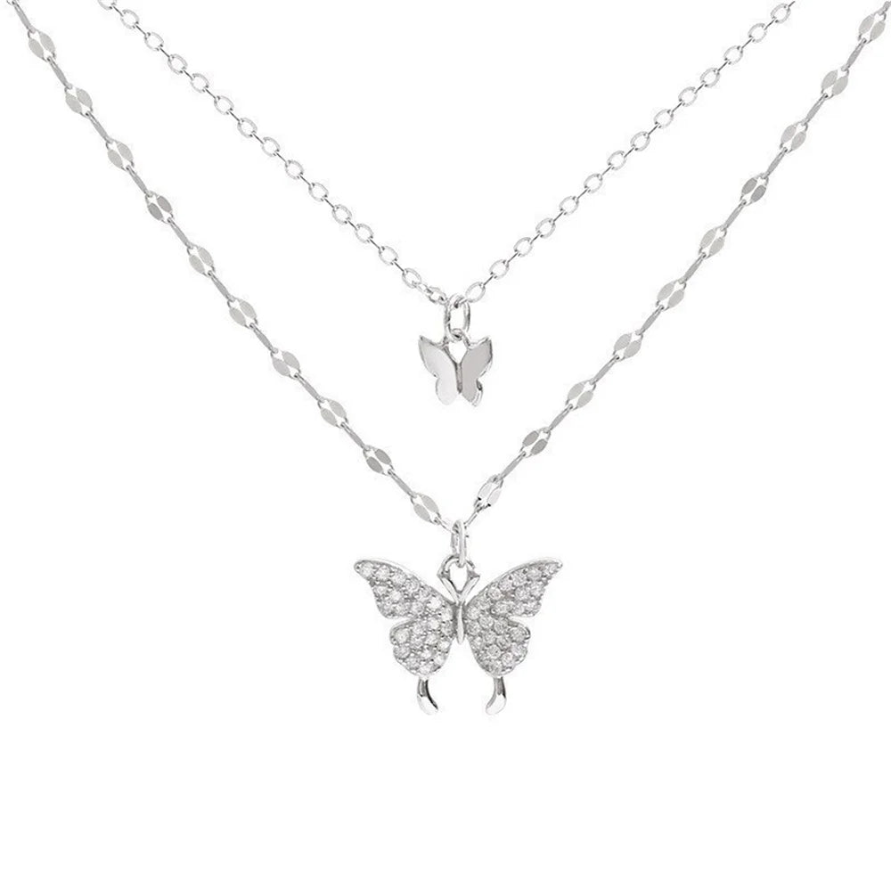Neu Shiny Schmetterling Halskette Damen Exquisite