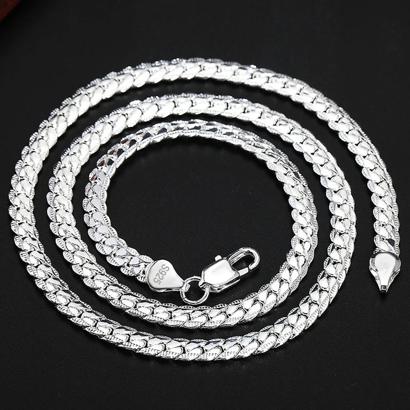 Silber Farbe 6MM Gold Farbe Voll Seitlich Figaro Kette Halskette Für Frau Mann Mode Hochzeit Engagement Schmuck Geschenke