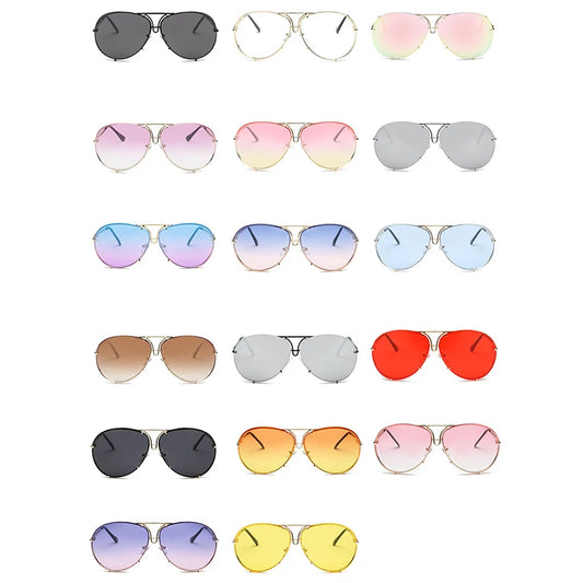 2025 New Fashion Pilot Sunglasses Women Oversized Luxury Sun Glasses For Female Cool Mirror Vintage Lady Gradient Shades UV400