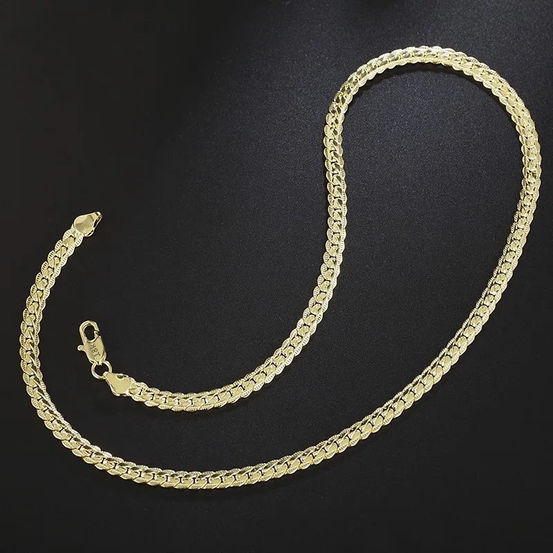 Silber Farbe 6MM Gold Farbe Voll Seitlich Figaro Kette Halskette Für Frau Mann Mode Hochzeit Engagement Schmuck Geschenke