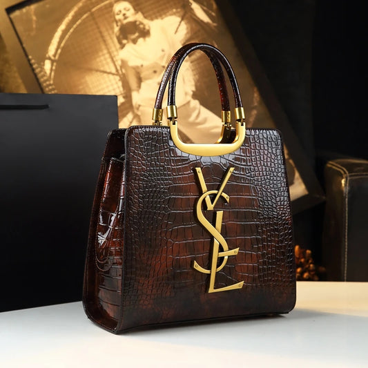 Hochwertige leichte Luxushandtasche 2024 neue Herbst- und Wintermode-Einkaufstasche Damen-Umhängetasche mit Krokodilprint
