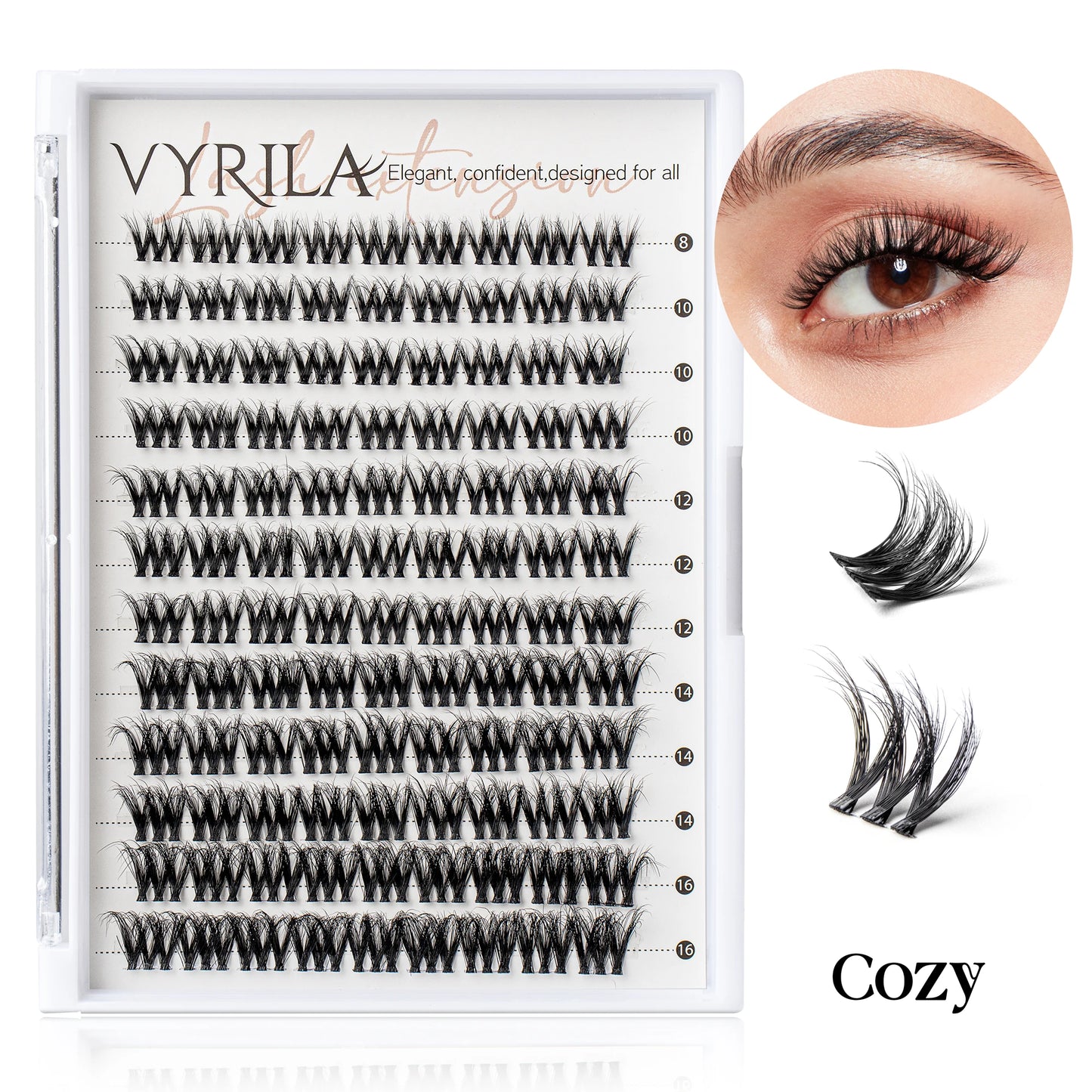 Einzelne Wimpern, Cluster C Curl Mix Wimperncluster, 3D Wispy DIY Wimpernverlängerung, 0,1 mm, superdünnes Band, wiederverwendbare natürliche Wimpern