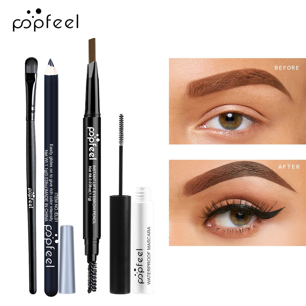 POPFEEL Augen-Make-up-Set, Lidschatten-Palette, Eyeliner, Mascara, Augenbrauenstift, Make-up-Tool-Set-Box, Geschenke für Frauen