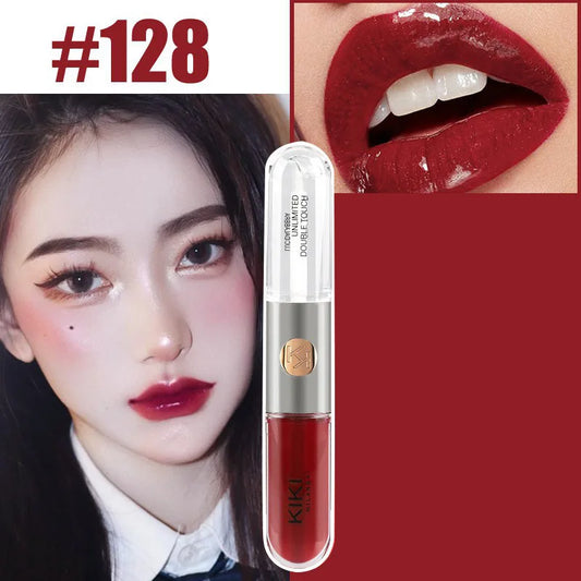 Kiko Lipgloss Doppelseitige Glasur Langanhaltender, nicht haftender, spiegelnder Flüssiglippenstift Natürliches, nacktes Lippen-Make-up Schönheitskosmetik