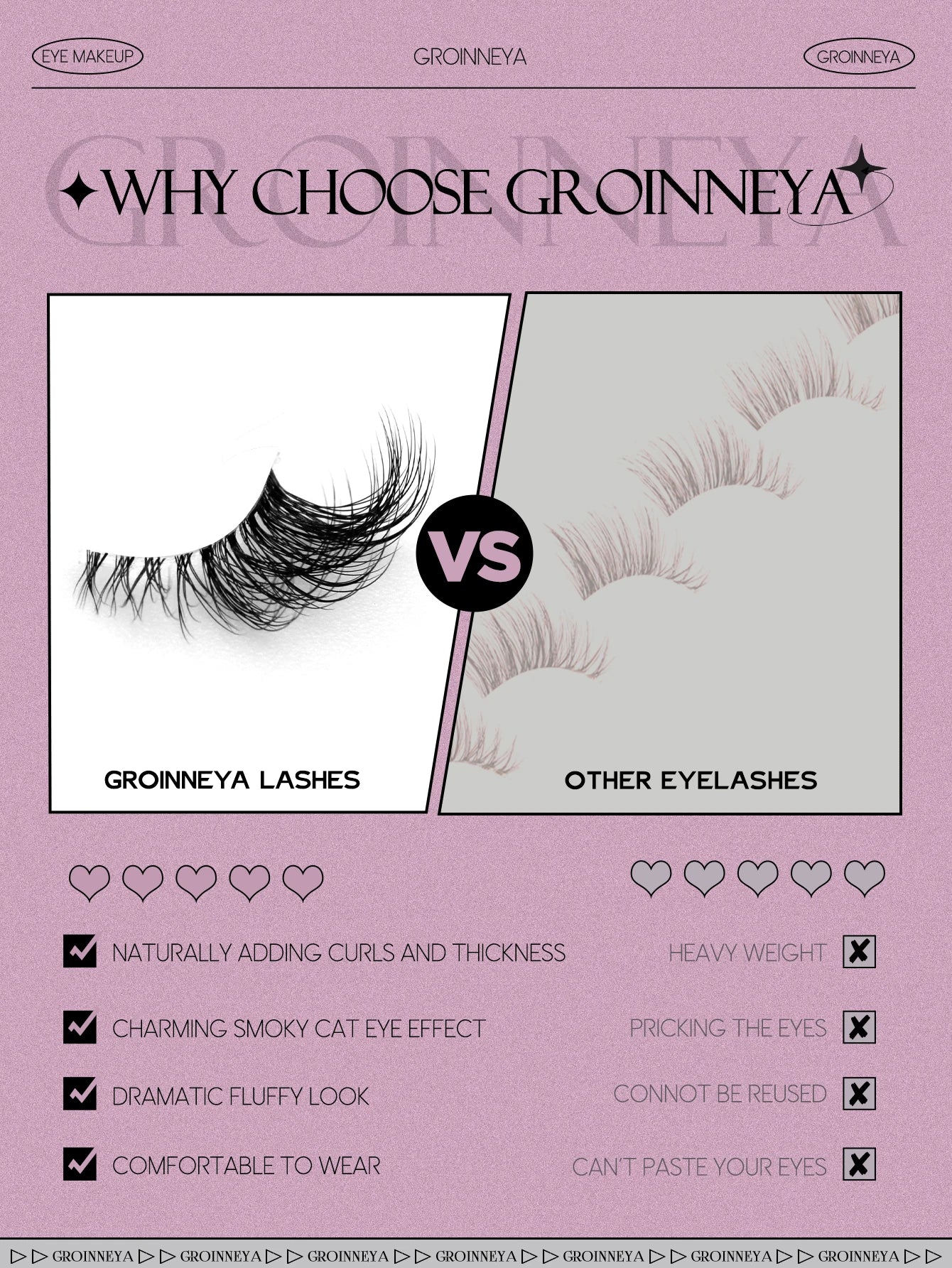 GROINNEYA Halbwimpern, Halbwimpern, weich, natürlich, durchsichtig, Bandwimpern, natürlicher Look, Kunstnerz, wispy Nerzwimpern, Verlängerung, Make-up