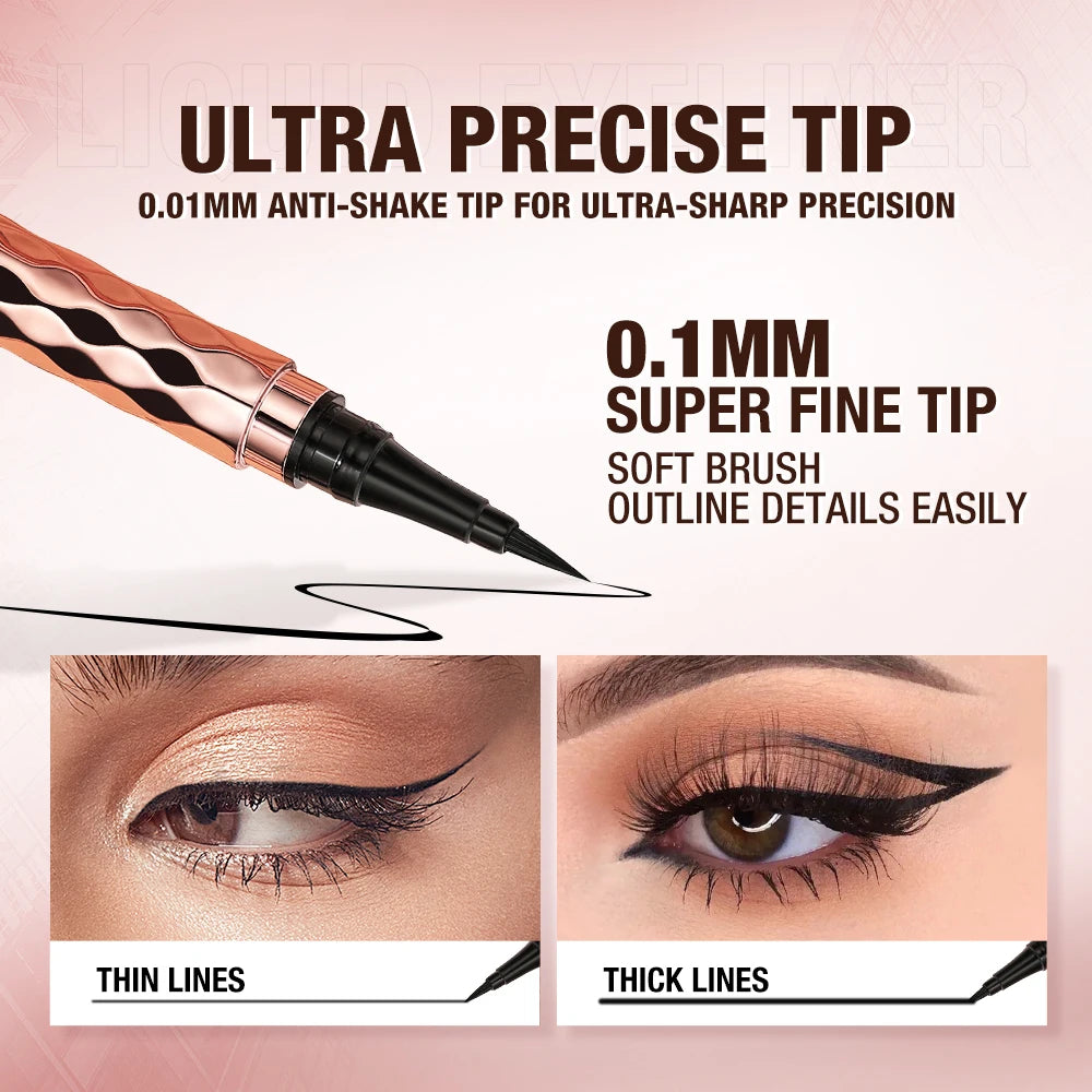 O.TWO.O Schwarzer flüssiger Eyeliner-Stift, Eyeliner, wasserfest, lang anhaltender Make-up-Eyeliner, leicht zu tragen, Augen-Make-up, Kosmetik-Tools
