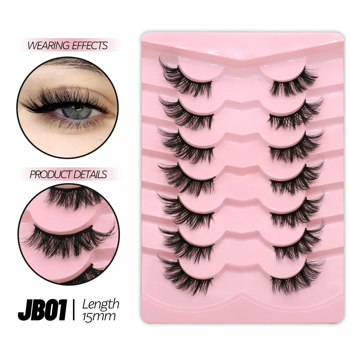GROINNEYA Halbwimpern, Halbwimpern, weich, natürlich, durchsichtig, Bandwimpern, natürlicher Look, Kunstnerz, wispy Nerzwimpern, Verlängerung, Make-up
