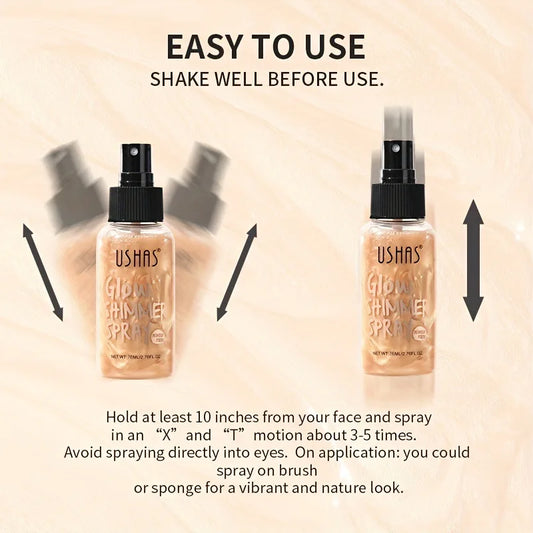 USHAS 4-farbiger flüssiger Highlighter für den Körper, Gesichtskontur, aufhellendes Make-up, lang anhaltendes, feuchtigkeitsspendendes Highlight mit Pailletten