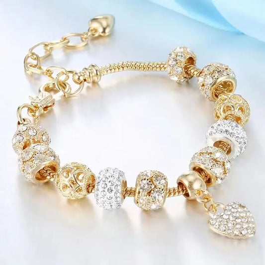 1PC Women's Fashion Multi-Element Beaded Love Pan Family Bracelet