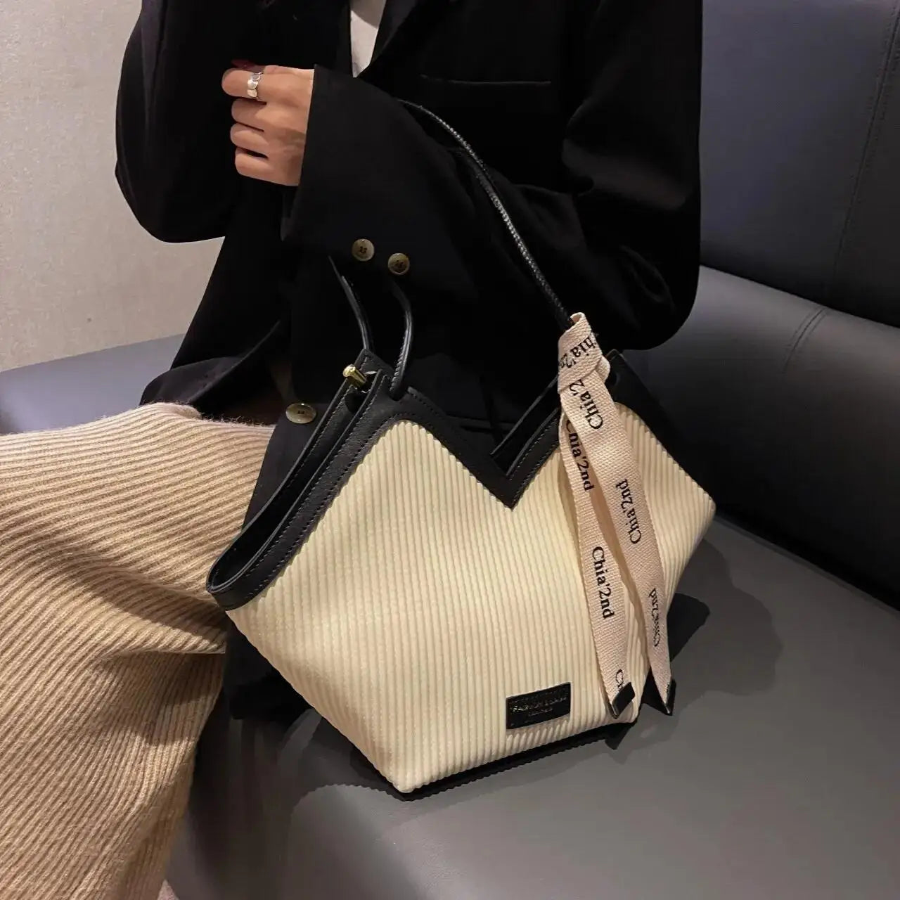 Große Tasche im koreanischen Stil, Damentasche, lässig, All-Match-Canvas-Tasche, Pendler-Umhängetasche, Studenten-Einkaufstasche