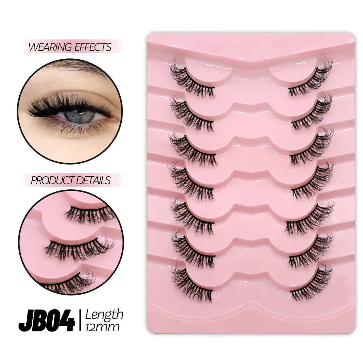 GROINNEYA Halbwimpern, Halbwimpern, weich, natürlich, durchsichtig, Bandwimpern, natürlicher Look, Kunstnerz, wispy Nerzwimpern, Verlängerung, Make-up