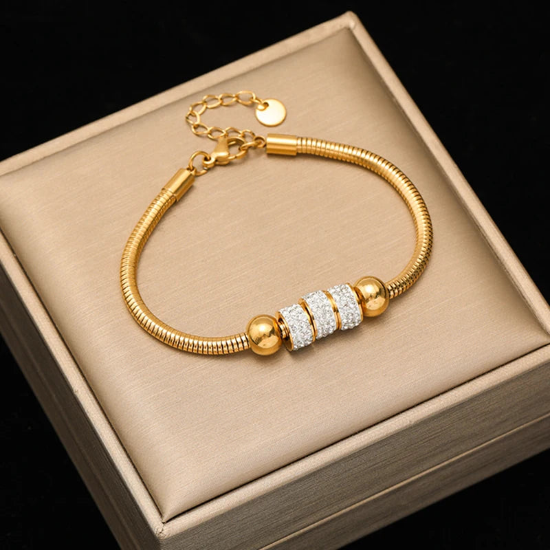 EILIECK 316L Edelstahl Twisted Armband Armreifen für Frauen Trendy 18K vergoldet Handgelenk Kette wasserdicht