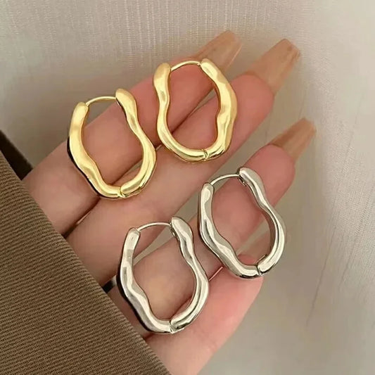 أقراط هندسية غير منتظمة للنساء بتصميم عصري وشخصي جديد، أقراط مشهورة بمزاج بسيط