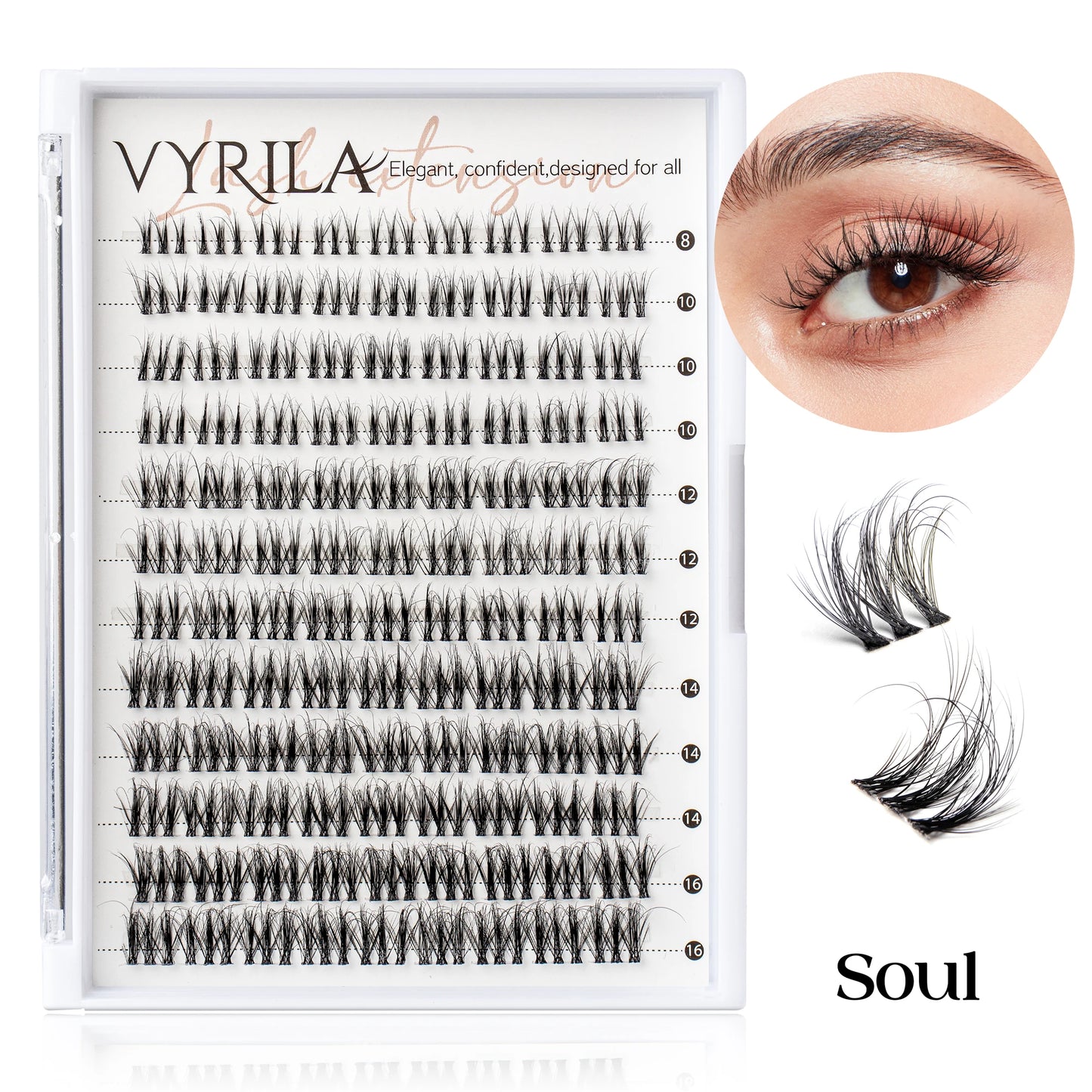 Einzelne Wimpern, Cluster C Curl Mix Wimperncluster, 3D Wispy DIY Wimpernverlängerung, 0,1 mm, superdünnes Band, wiederverwendbare natürliche Wimpern