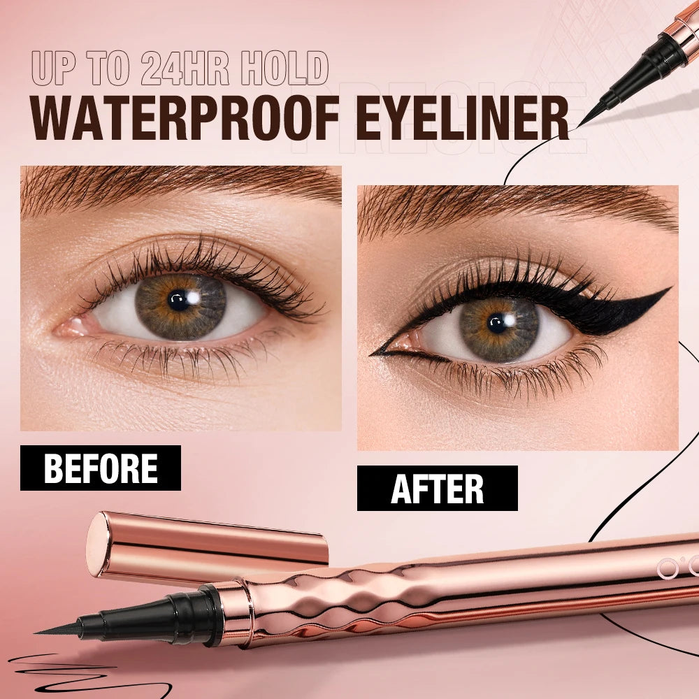 O.TWO.O Schwarzer flüssiger Eyeliner-Stift, Eyeliner, wasserfest, lang anhaltender Make-up-Eyeliner, leicht zu tragen, Augen-Make-up, Kosmetik-Tools
