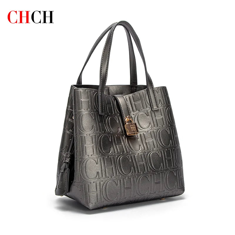 CHCH Damen-Einkaufstasche, neue, geprägte Handtasche aus Stahl mit Duttmotiv für Mütter