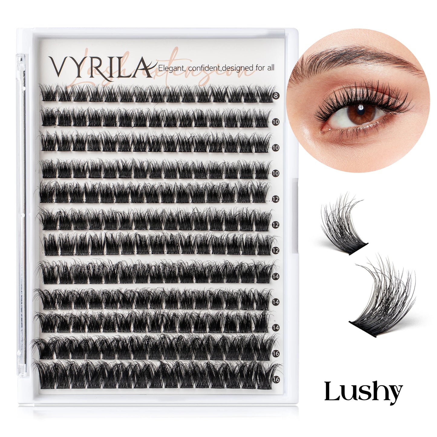 Einzelne Wimpern, Cluster C Curl Mix Wimperncluster, 3D Wispy DIY Wimpernverlängerung, 0,1 mm, superdünnes Band, wiederverwendbare natürliche Wimpern