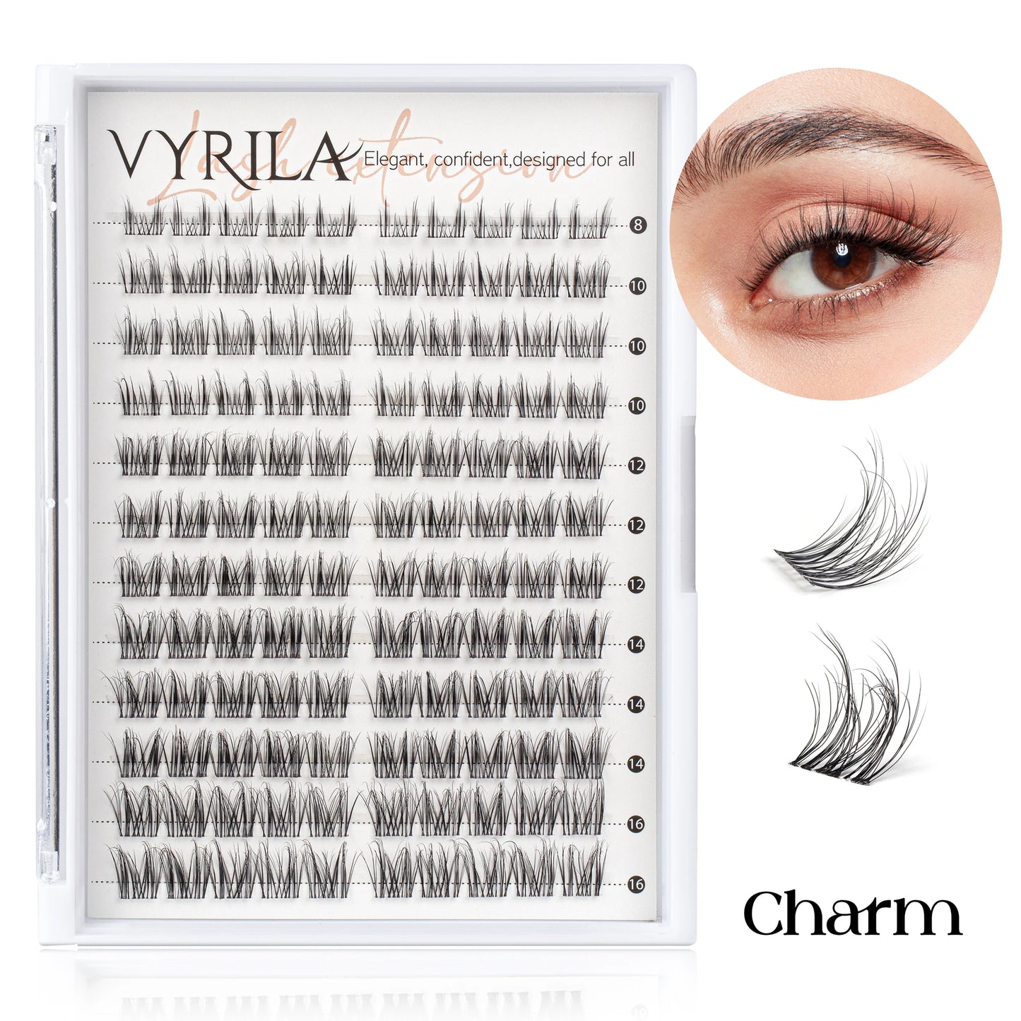 Einzelne Wimpern, Cluster C Curl Mix Wimperncluster, 3D Wispy DIY Wimpernverlängerung, 0,1 mm, superdünnes Band, wiederverwendbare natürliche Wimpern