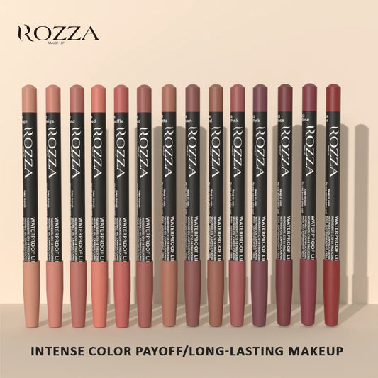 Rozza Wasserfester Lipliner-Stift-Set, Schwereloser, präziser Liner mit superweicher, mischbarer Textur, matt, weich