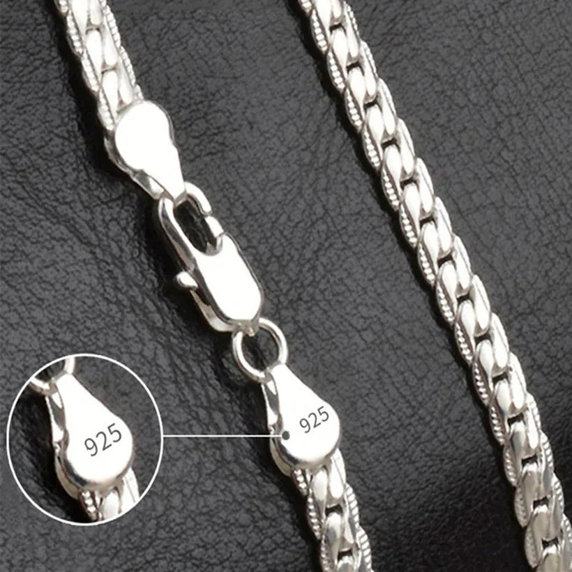 Silber Farbe 6MM Gold Farbe Voll Seitlich Figaro Kette Halskette Für Frau Mann Mode Hochzeit Engagement Schmuck Geschenke