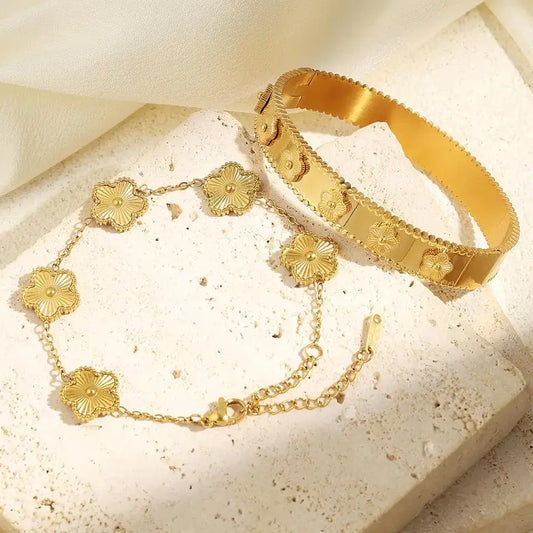 18k Gold Plated Flower Bracelet