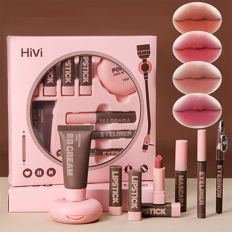 HiVi Makeup Geschenkbox Puderkleber Record Limited Lippenstift Puder Makeup Geschenkbox-Set Valentinstagsgeschenk für Ihre Frau