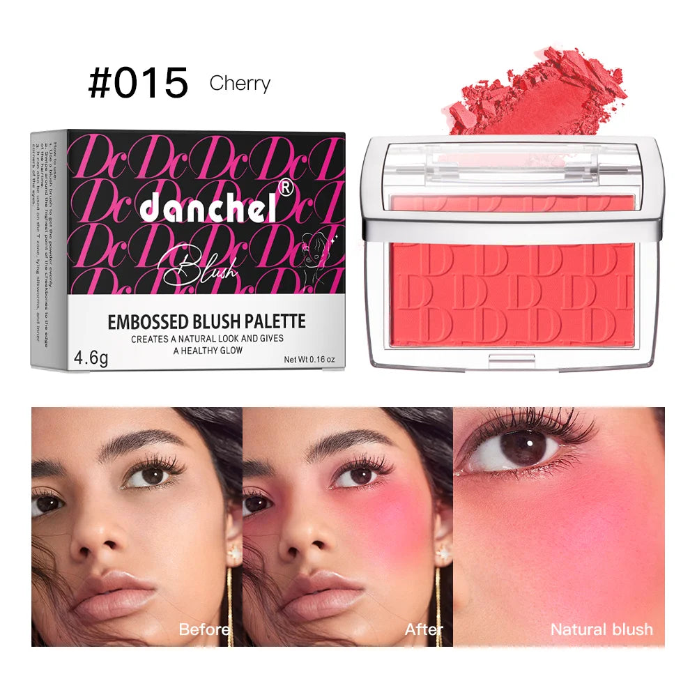Gesichtsrouge, matt, natürlicher Wangenton, erhellt das Gesicht, rosarot, Gesichtskonturierung, Kosmetik, Rougepuder, weiches Make-up für Frauen