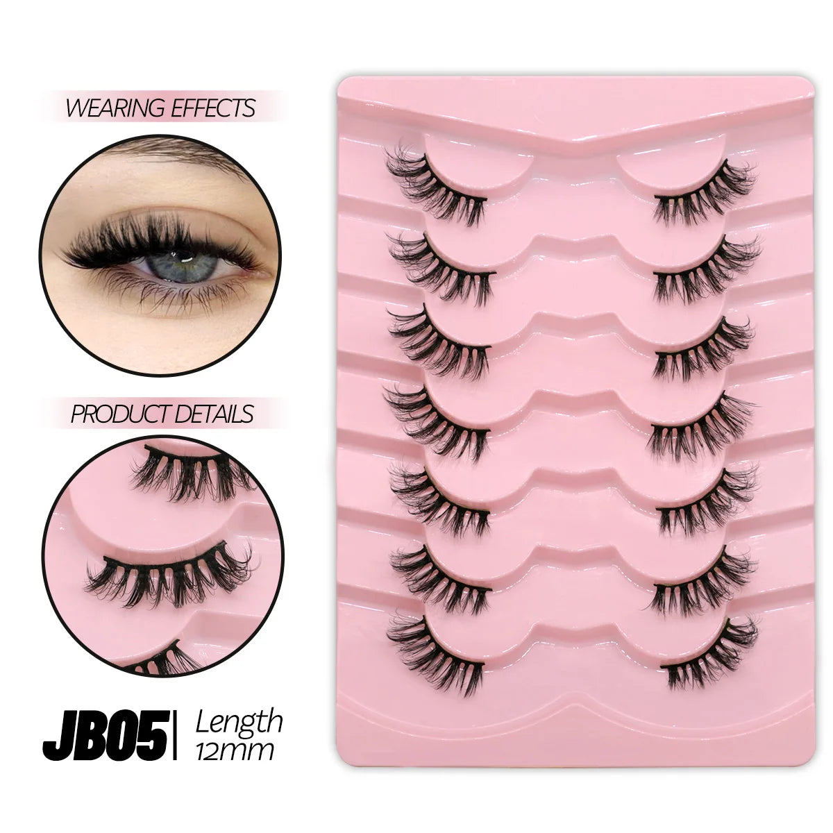 GROINNEYA Halbwimpern, Halbwimpern, weich, natürlich, durchsichtig, Bandwimpern, natürlicher Look, Kunstnerz, wispy Nerzwimpern, Verlängerung, Make-up