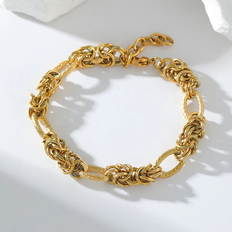 EILIECK 316L Edelstahl Twisted Armband Armreifen für Frauen Trendy 18K vergoldet Handgelenk Kette wasserdicht