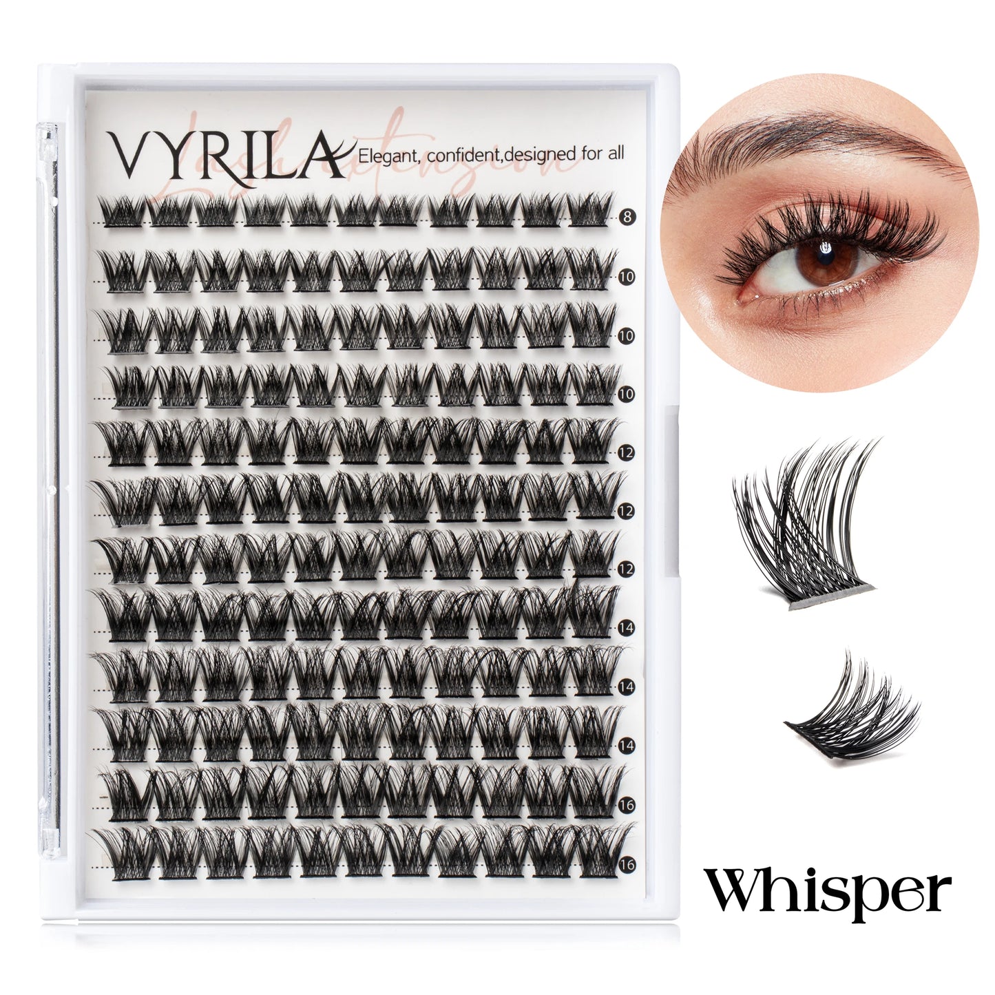 Einzelne Wimpern, Cluster C Curl Mix Wimperncluster, 3D Wispy DIY Wimpernverlängerung, 0,1 mm, superdünnes Band, wiederverwendbare natürliche Wimpern