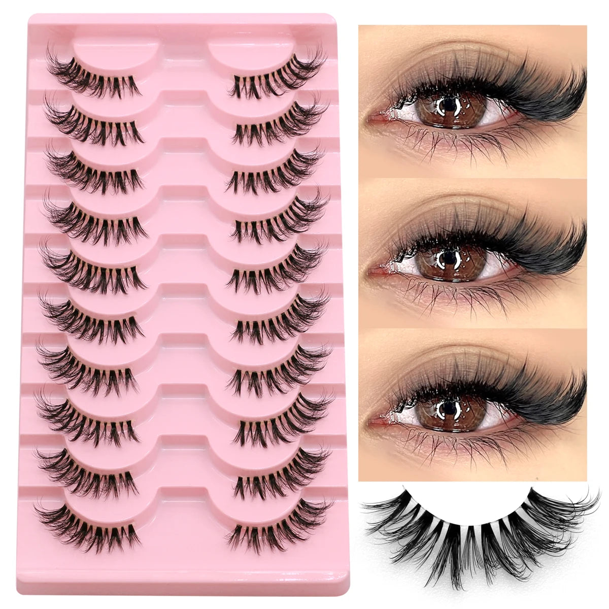 GROINNEYA Halbwimpern, Halbwimpern, weich, natürlich, durchsichtig, Bandwimpern, natürlicher Look, Kunstnerz, wispy Nerzwimpern, Verlängerung, Make-up