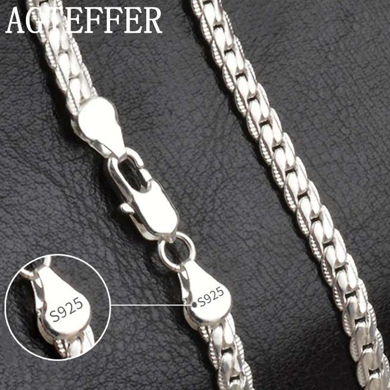 Silber Farbe 6MM Gold Farbe Voll Seitlich Figaro Kette Halskette Für Frau Mann Mode Hochzeit Engagement Schmuck Geschenke