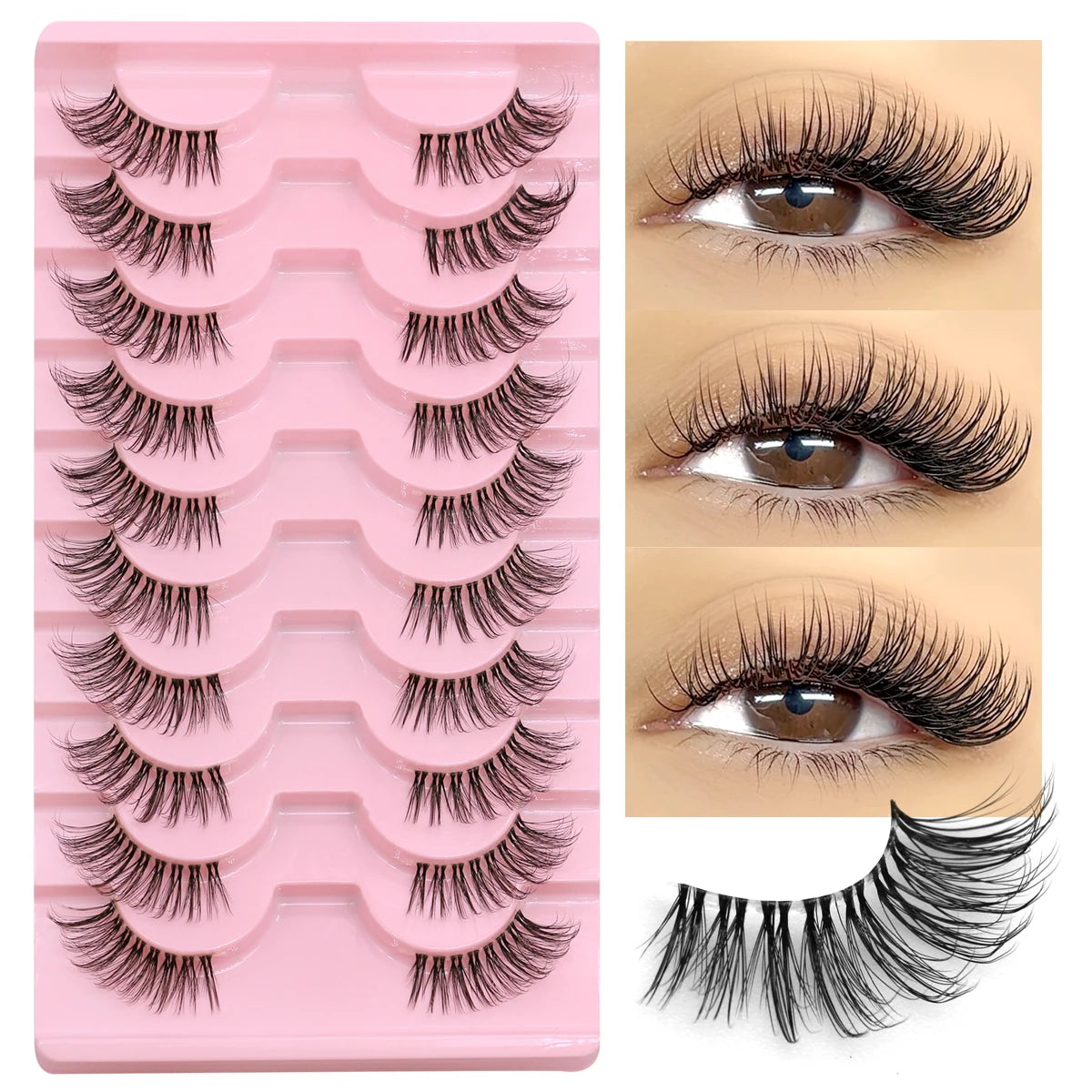 GROINNEYA Halbwimpern, Halbwimpern, weich, natürlich, durchsichtig, Bandwimpern, natürlicher Look, Kunstnerz, wispy Nerzwimpern, Verlängerung, Make-up