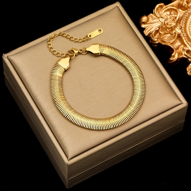 EILIECK 316L Edelstahl Twisted Armband Armreifen für Frauen Trendy 18K vergoldet Handgelenk Kette wasserdicht