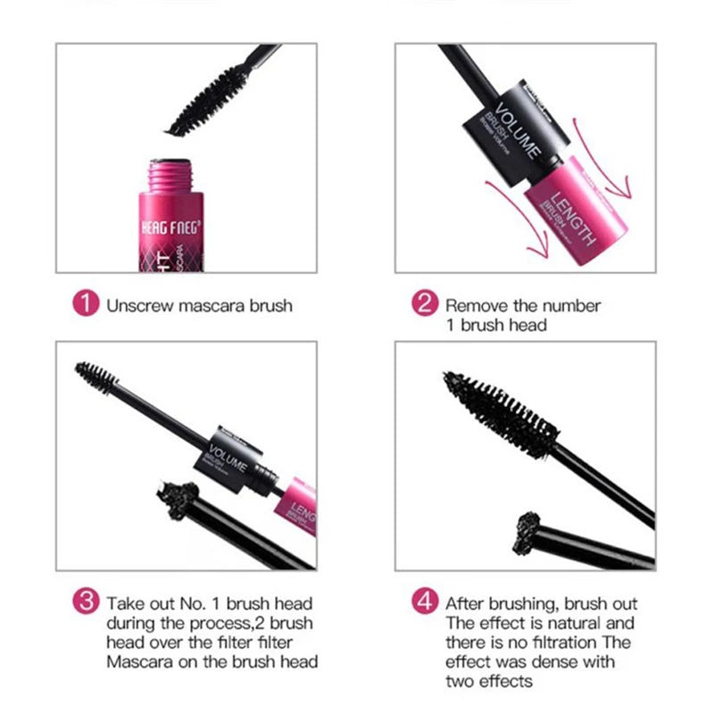 Schwarze Wimperntusche für gewellte Wimpern, verlängert die Wimpern, extra Volumen, langanhaltend, wasserfest, natürlich, schnell trocknend, Wimpern für Frauen