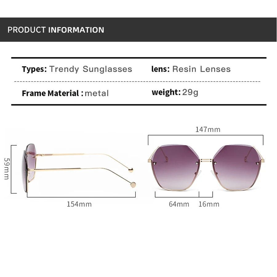 Markendesign 2024 Mode Neue polygonale Metall-Sonnenbrille Retro Damenbrille Klassischer Trend Luxus Fahrreisebrille