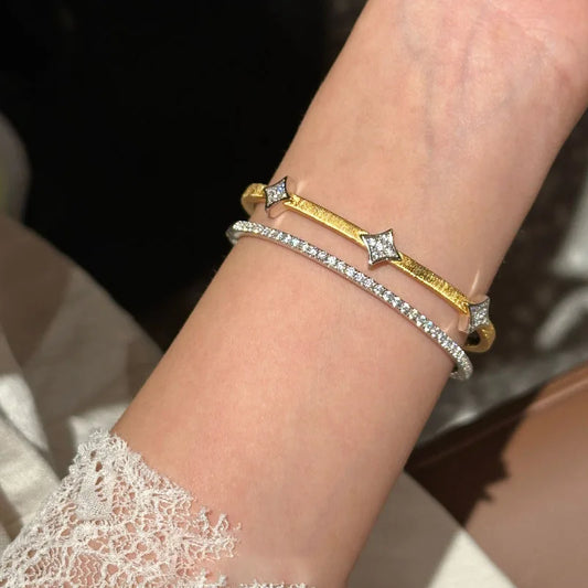 Diamond bracelet for women, silver 925