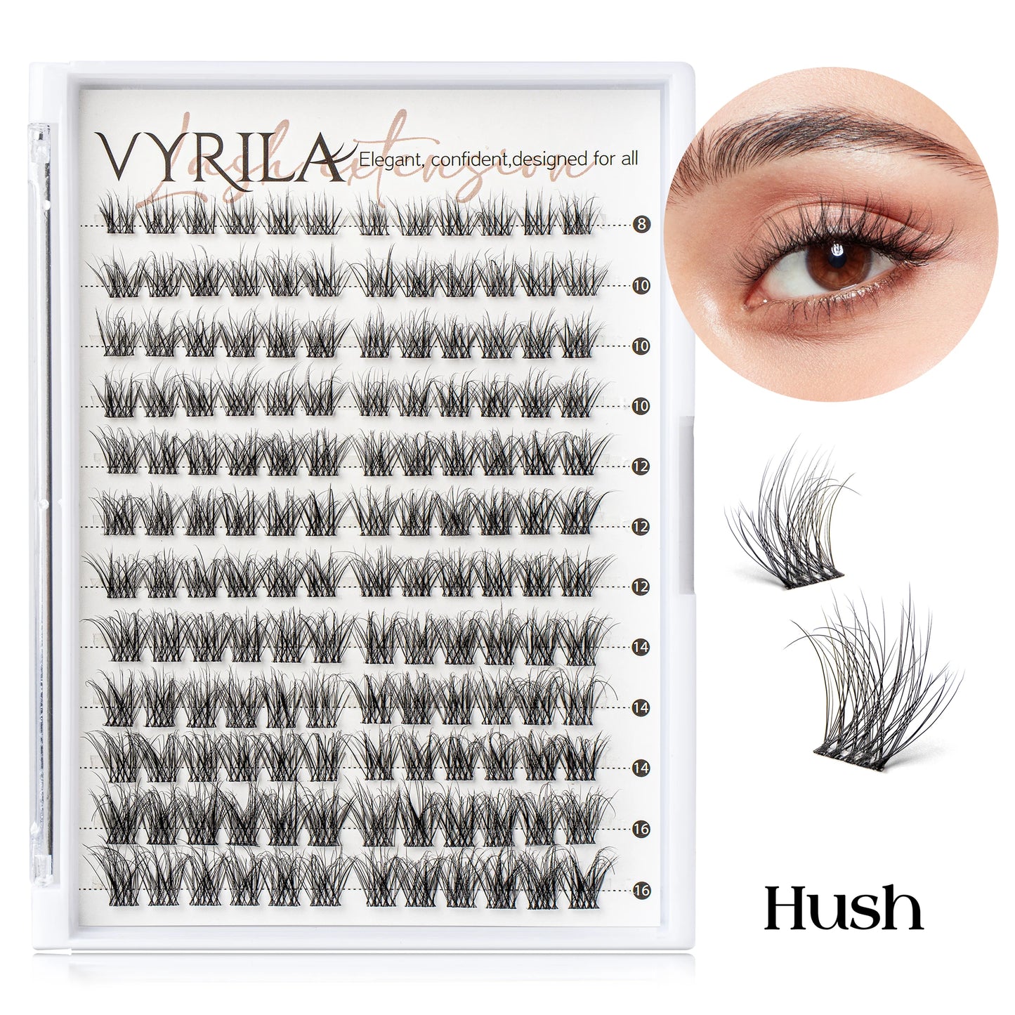 Einzelne Wimpern, Cluster C Curl Mix Wimperncluster, 3D Wispy DIY Wimpernverlängerung, 0,1 mm, superdünnes Band, wiederverwendbare natürliche Wimpern