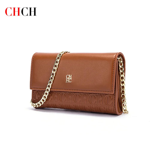 CHCH Damen Umhängetasche Neue magnetische Flip-Kettentasche Braun Kleine quadratische Tasche Geldbörse