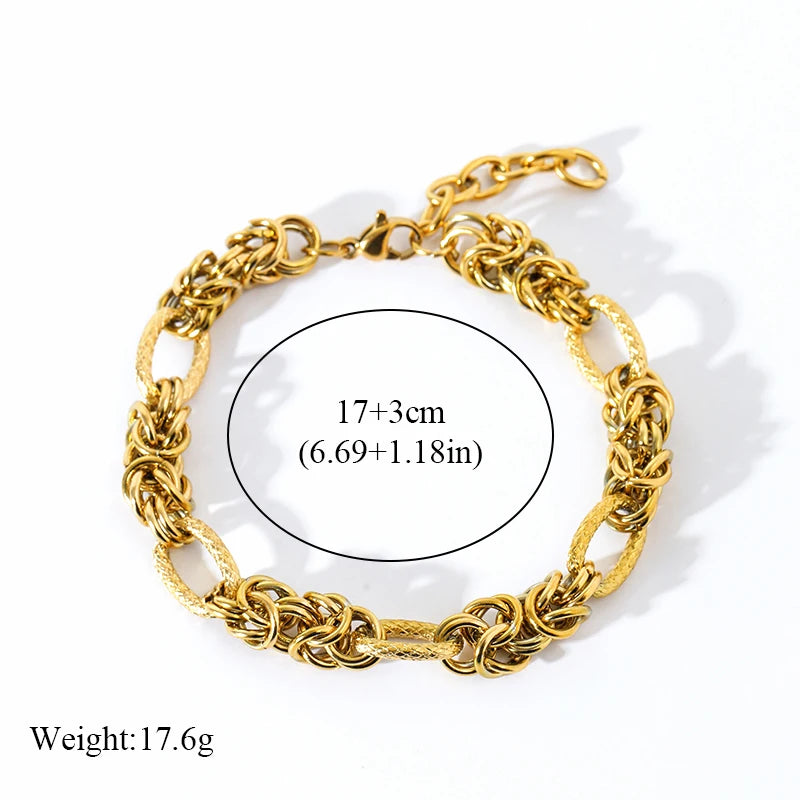 EILIECK 316L Edelstahl Twisted Armband Armreifen für Frauen Trendy 18K vergoldet Handgelenk Kette wasserdicht