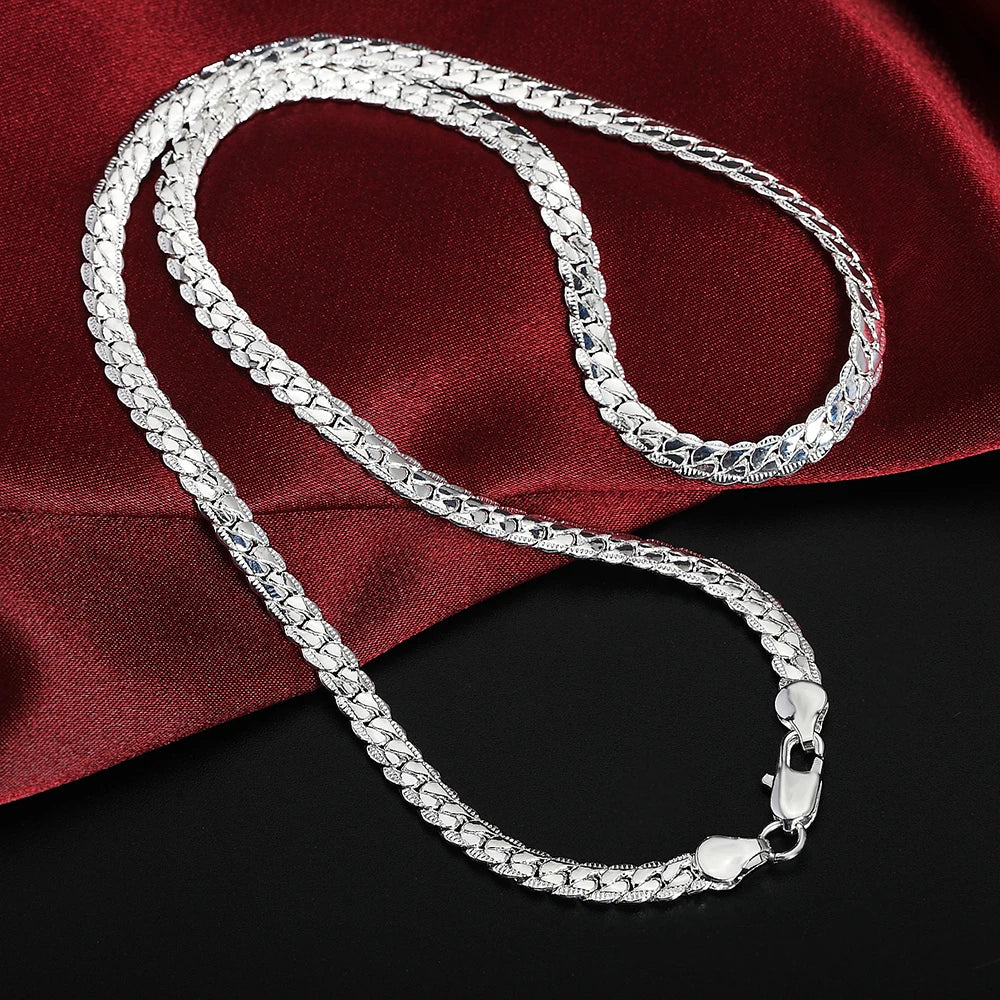 Silber Farbe 6MM Gold Farbe Voll Seitlich Figaro Kette Halskette Für Frau Mann Mode Hochzeit Engagement Schmuck Geschenke