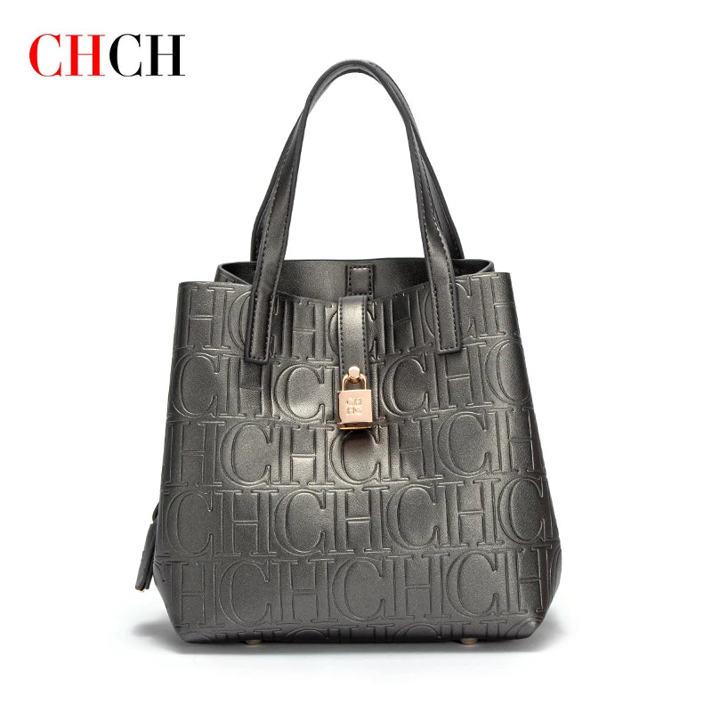 CHCH Damen-Einkaufstasche, neue, geprägte Handtasche aus Stahl mit Duttmotiv für Mütter