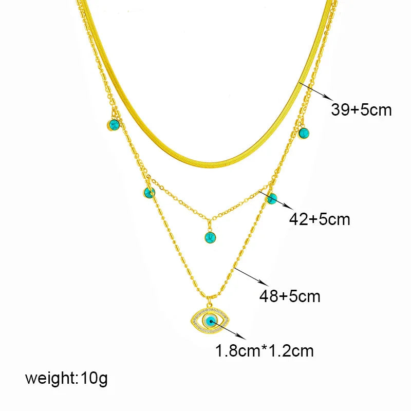 DIEYURO 316L Edelstahl Schmetterling Mond Schloss Blau Augen Anhänger Halskette Für Frauen Neue Multilayer Halsband Kette Schmuck Geschenke